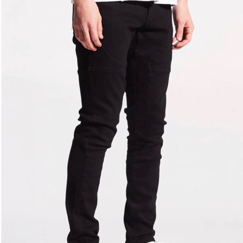 Men black biker jeans